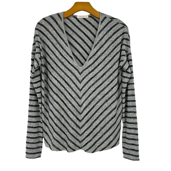 Rag n’ Bone Striped V-neck drop shoulder pull over Sweater SZ S - Picture 1 of 8